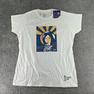 NWT Fifa World Cup France 2019 Short Sleeve Shirt White Womens 2XL